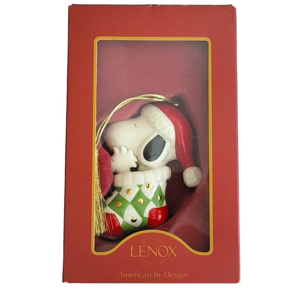 NIB Lenox Snoopy and Woodstock Ornament in Stocking 6237853